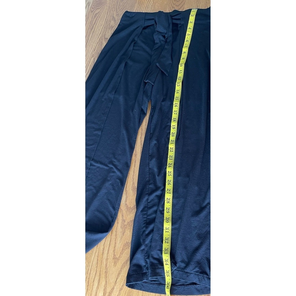 White House Black Market Slub Knit Wrap Wide Leg Cropped Black Pants Small - Picture 10 of 14